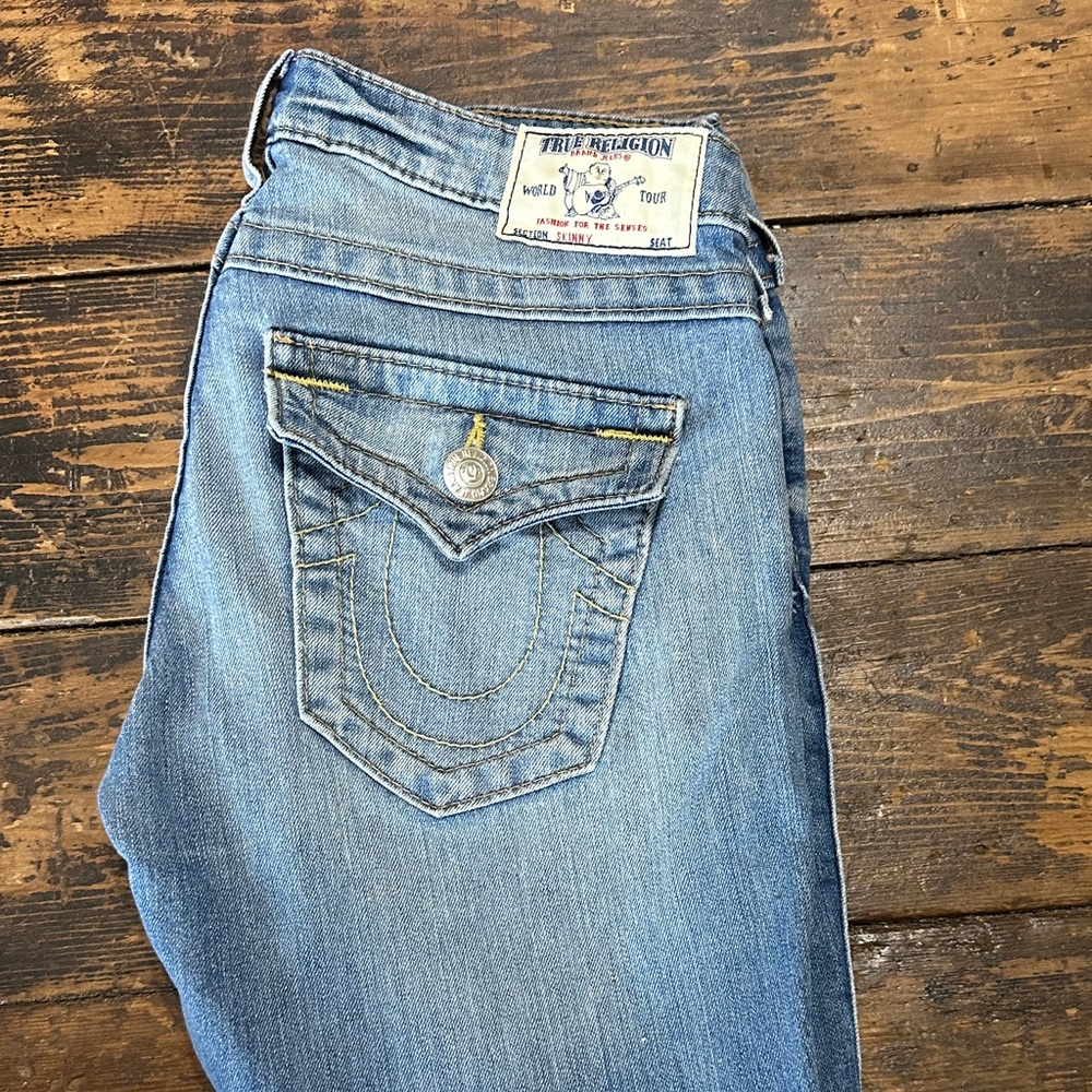 True Religion Medium Light Blue Flap Pocket Jeans